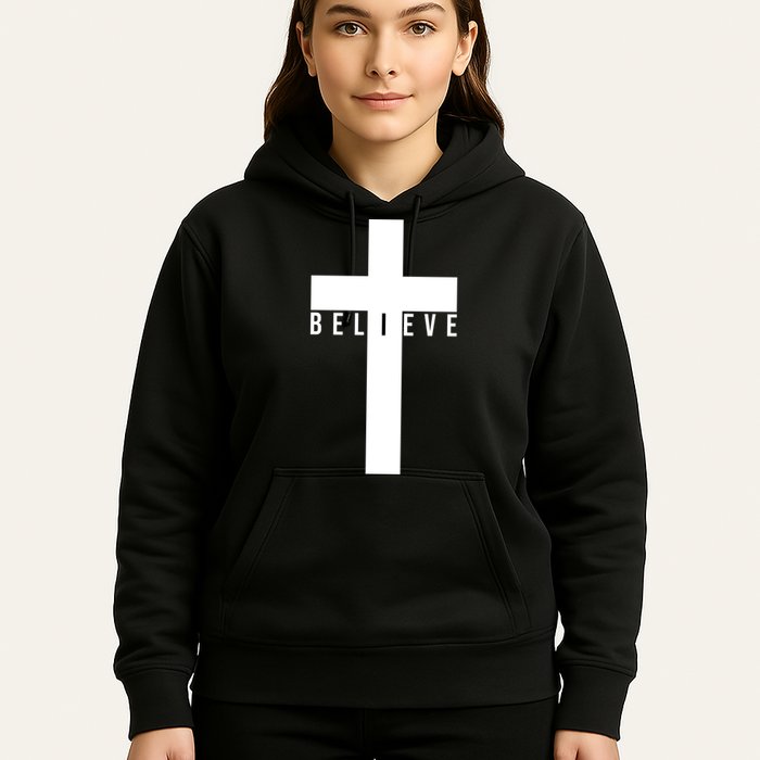 Believe Christian Cross Religious Hoodie