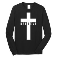 Believe Christian Cross Religious Long Sleeve Shirt