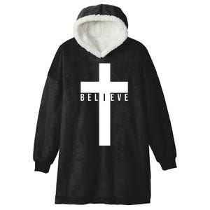 Believe Christian Cross Religious Hooded Wearable Blanket