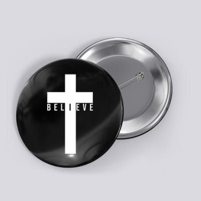 Believe Christian Cross Religious Button