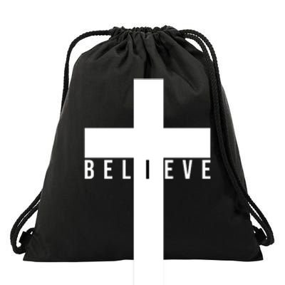 Believe Christian Cross Religious Drawstring Bag