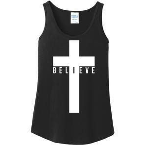 Believe Christian Cross Religious Ladies Essential Tank