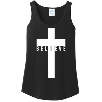 Believe Christian Cross Religious Ladies Essential Tank