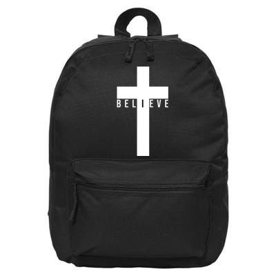 Believe Christian Cross Religious 16 in Basic Backpack