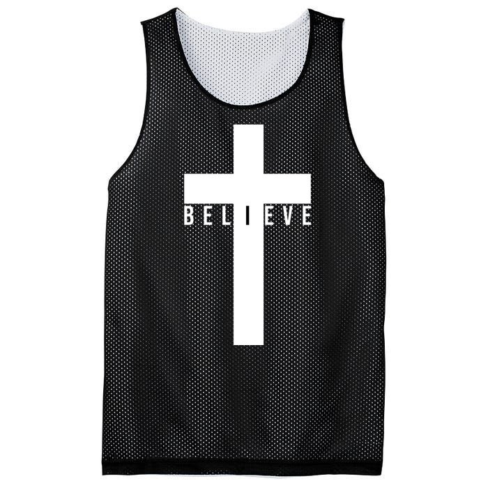 Believe Christian Cross Religious Mesh Reversible Basketball Jersey Tank