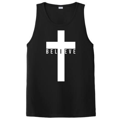 Believe Christian Cross Religious PosiCharge Competitor Tank