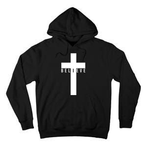 Believe Christian Cross Religious Tall Hoodie