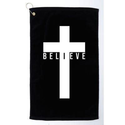 Believe Christian Cross Religious Platinum Collection Golf Towel