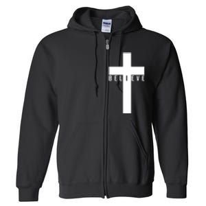 Believe Christian Cross Religious Full Zip Hoodie