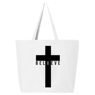 Believe Christian Cross Religious 25L Jumbo Tote