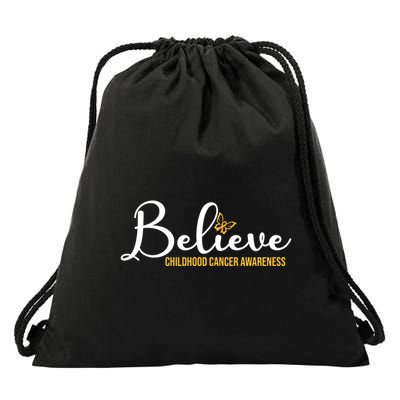 Believe Childhood Cancer Awareness Drawstring Bag
