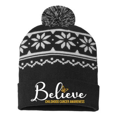 Believe Childhood Cancer Awareness USA-Made Snowflake Beanie