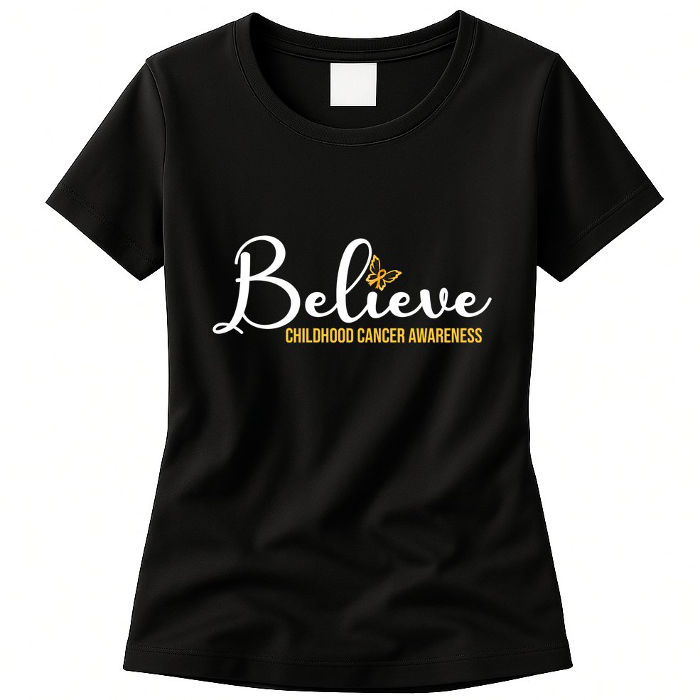 Believe Childhood Cancer Awareness Womens T-Shirt