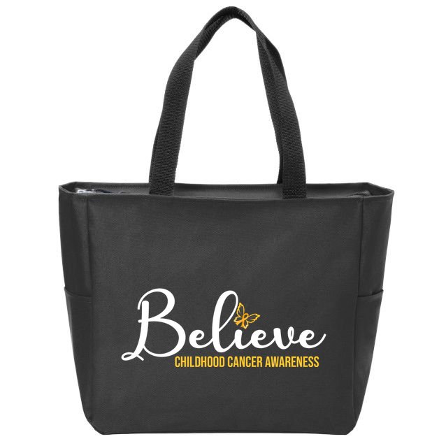 Believe Childhood Cancer Awareness Zip Tote Bag