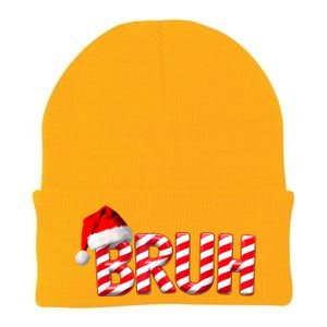 Bruh Christmas Candy Cane For Teen Boy Funny Xmas Bruh Knit Cap Winter Beanie