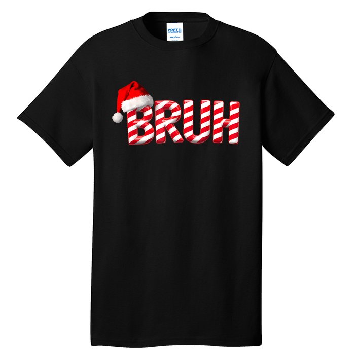 Bruh Christmas Candy Cane For Teen Boy Funny Xmas Bruh Tall T-Shirt