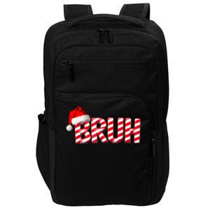 Bruh Christmas Candy Cane For Teen Boy Funny Xmas Bruh Impact Tech Backpack