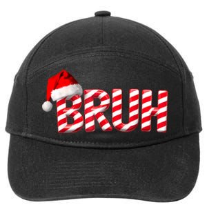 Bruh Christmas Candy Cane For Teen Boy Funny Xmas Bruh 7-Panel Snapback Hat