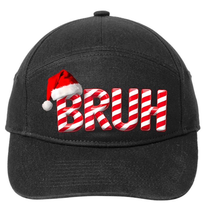 Bruh Christmas Candy Cane For Teen Boy Funny Xmas Bruh 7-Panel Snapback Hat