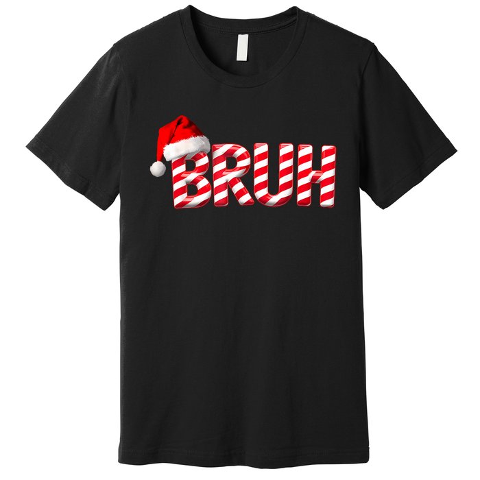 Bruh Christmas Candy Cane For Teen Boy Funny Xmas Bruh Premium T-Shirt