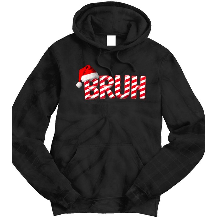 Bruh Christmas Candy Cane For Teen Boy Funny Xmas Bruh Tie Dye Hoodie