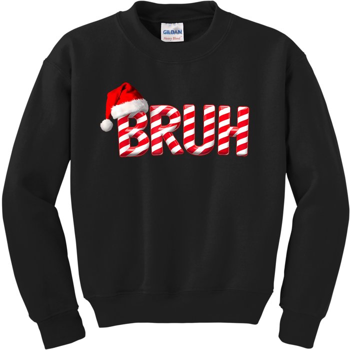 Bruh Christmas Candy Cane For Teen Boy Funny Xmas Bruh Kids Sweatshirt