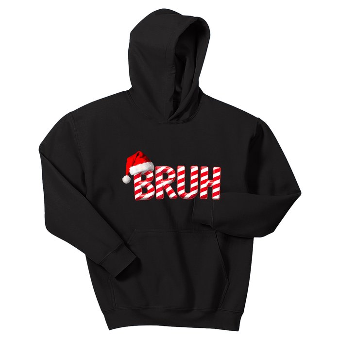 Bruh Christmas Candy Cane For Teen Boy Funny Xmas Bruh Kids Hoodie