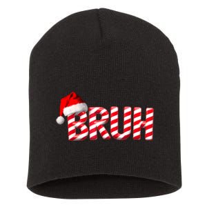 Bruh Christmas Candy Cane For Teen Boy Funny Xmas Bruh Short Acrylic Beanie