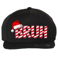 Bruh Christmas Candy Cane For Teen Boy Funny Xmas Bruh Wool Snapback Cap