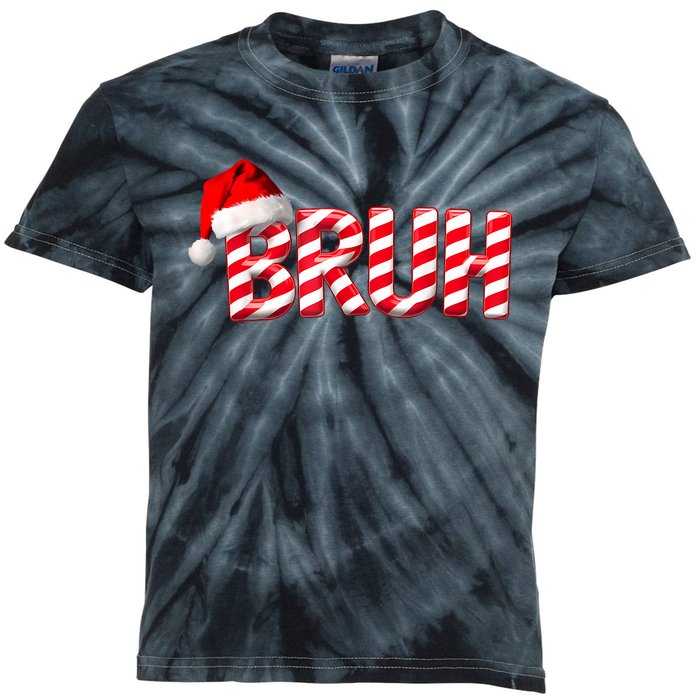 Bruh Christmas Candy Cane For Teen Boy Funny Xmas Bruh Kids Tie-Dye T-Shirt