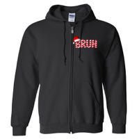 Bruh Christmas Candy Cane For Teen Boy Funny Xmas Bruh Full Zip Hoodie