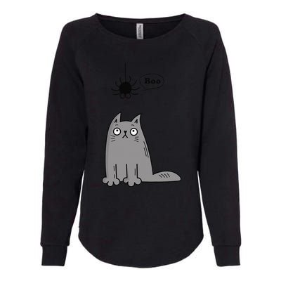 Boo Cute Cat And Spider Halloween Costume For Women Or Womens California Wash Sweatshirt