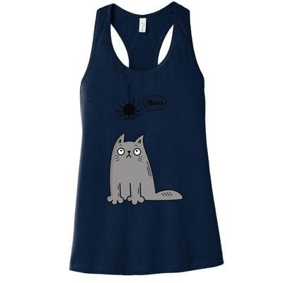 Boo Cute Cat And Spider Halloween Costume For Women Or Women's Racerback Tank