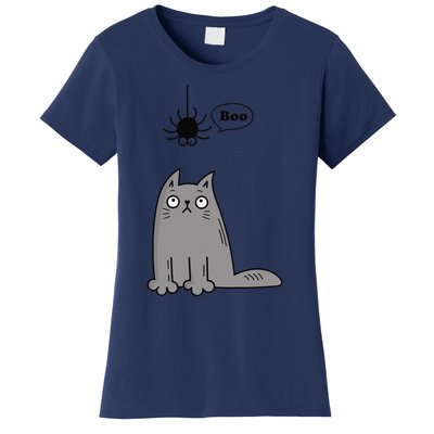 Boo Cute Cat And Spider Halloween Costume For Women Or Women's T-Shirt