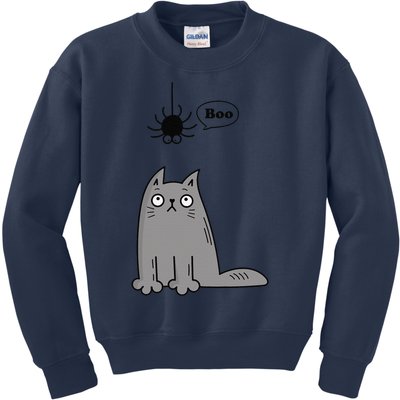 Boo Cute Cat And Spider Halloween Costume For Women Or Kids Sweatshirt