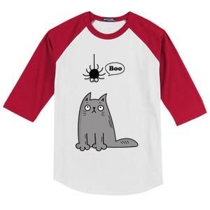 Boo Cute Cat And Spider Halloween Costume For Women Or Kids Colorblock Raglan Jersey