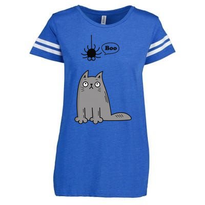 Boo Cute Cat And Spider Halloween Costume For Women Or Enza Ladies Jersey Football T-Shirt