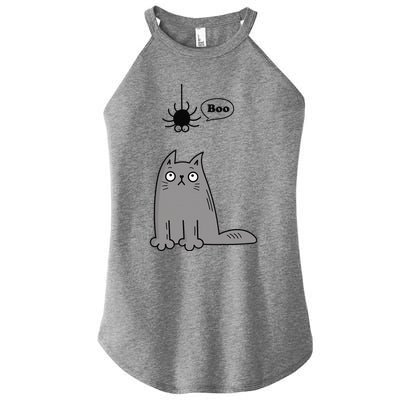 Boo Cute Cat And Spider Halloween Costume For Women Or Women's Perfect Tri Rocker Tank