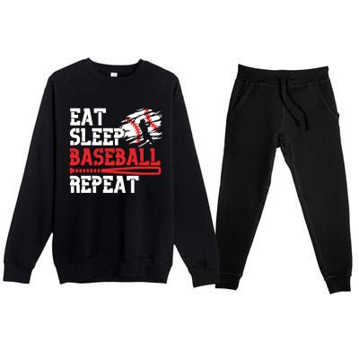 Baseball Custom Coach Eat Sleep Baseball Repeat Cool Gift Premium Crewneck Sweatsuit Set