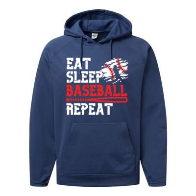 Baseball Custom Coach Eat Sleep Baseball Repeat Cool Gift Performance Fleece Hoodie