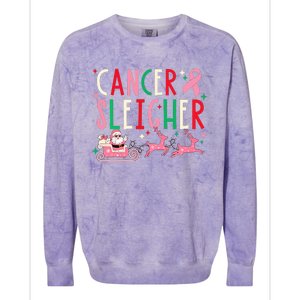 Breast Cancer Christmas Pink Ribbon Santa Sleigh Reindeer  Colorblast Crewneck Sweatshirt