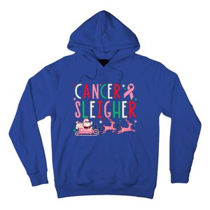 Breast Cancer Christmas Pink Ribbon Santa Sleigh Reindeer  Hoodie