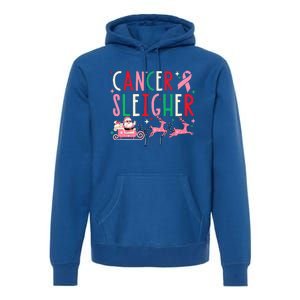 Breast Cancer Christmas Pink Ribbon Santa Sleigh Reindeer  Premium Hoodie