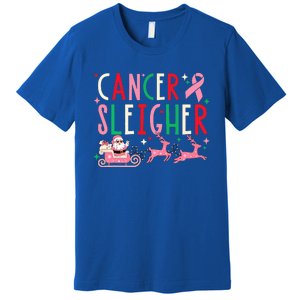 Breast Cancer Christmas Pink Ribbon Santa Sleigh Reindeer  Premium T-Shirt