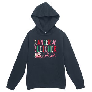 Breast Cancer Christmas Pink Ribbon Santa Sleigh Reindeer  Urban Pullover Hoodie