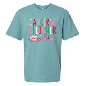 Breast Cancer Christmas Pink Ribbon Santa Sleigh Reindeer  Sueded Cloud Jersey T-Shirt