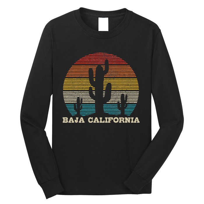 Baja California Cactus Vintage Retro Desert Souvenir Gift Long Sleeve Shirt