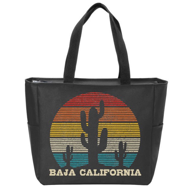 Baja California Cactus Vintage Retro Desert Souvenir Gift Zip Tote Bag