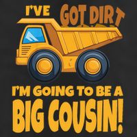 Big Cousin Construction Dump Truck Baby Announcement 7 Panel Mesh Trucker Snapback Hat