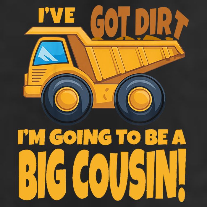 Big Cousin Construction Dump Truck Baby Announcement 7 Panel Mesh Trucker Snapback Hat